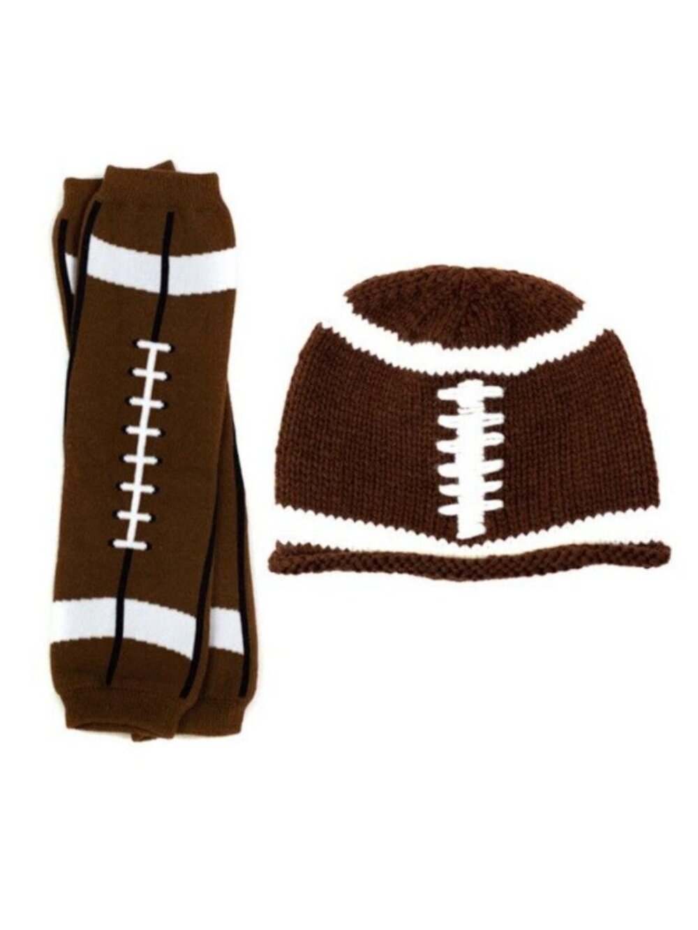Beanie Hat Football Set Crochet Cap Leg Warmers Leggings Baby Boy Girl Knit New